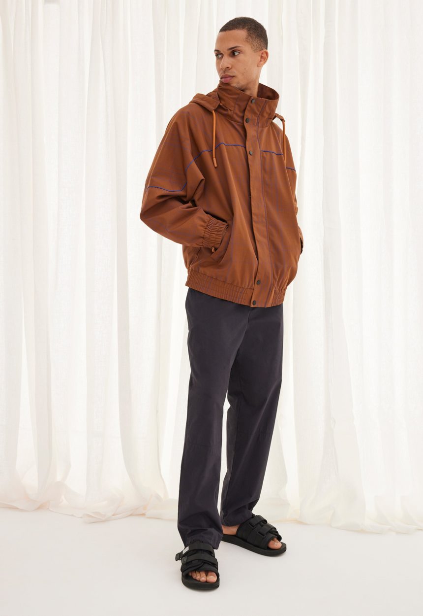 Jac + Jack NAGNATA Wool Check Windbreaker - Bronze/Lapis